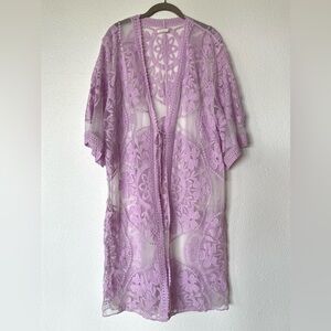 Anthropologie purple lace beach coverup robe
